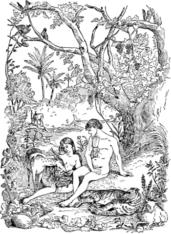 Adam And Eve In The Garden Coloring Page